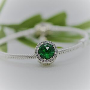 Green Stone Silver Charm