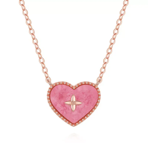 Pink Heart Necklace for Women